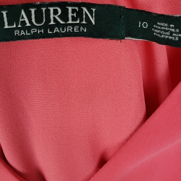 Lauren Ralph Lauren Coral Rose VNECK Coral Rose Dress Sz 10 - Picture 11 of 11